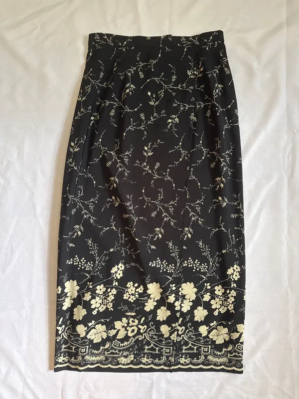 90s Black Floral Skirt