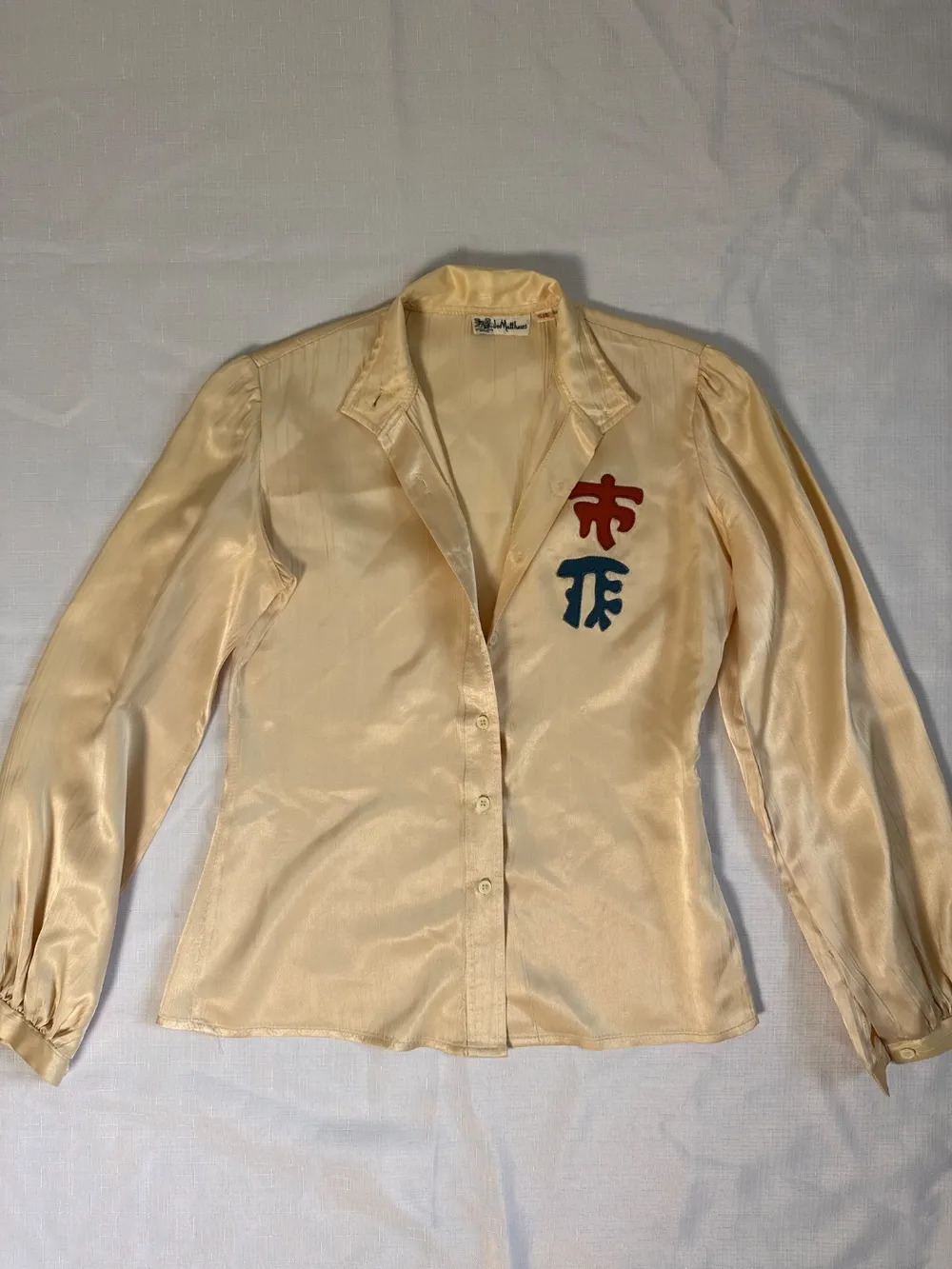 70s Silky Cream Embroidered Top photo 1