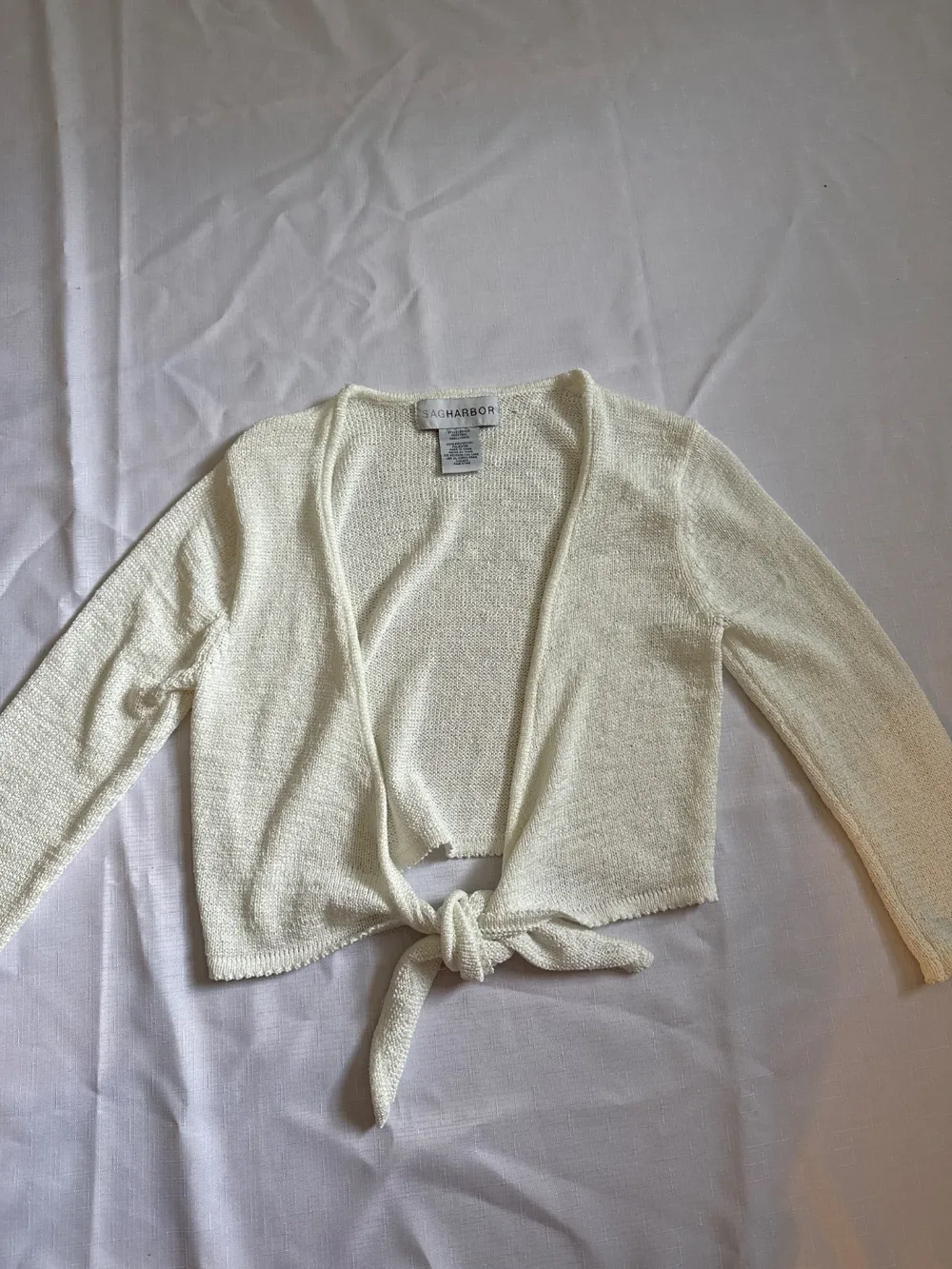 90s White Knit Tie-Front Cardigan photo 1