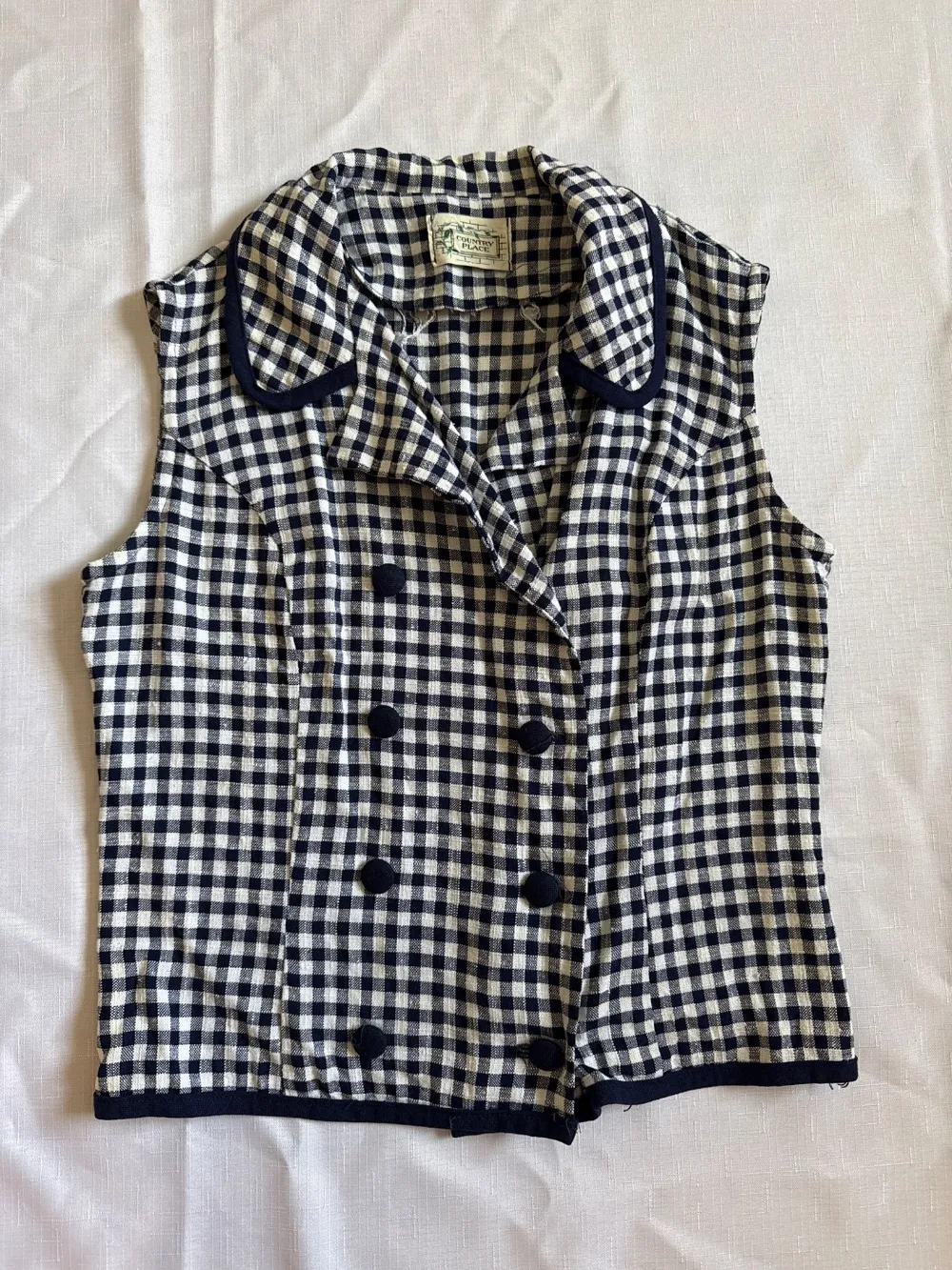 60s Blue & White Gingham Set (Top & Skirt) photo 1