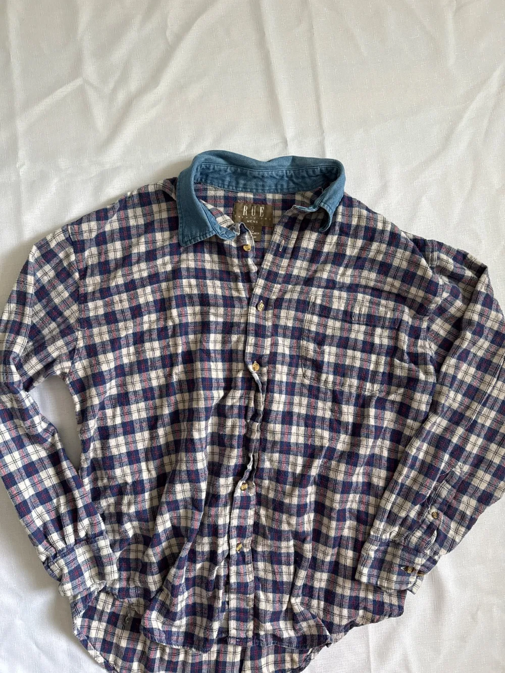 90s Denim-Collar Plaid Shirt photo 1