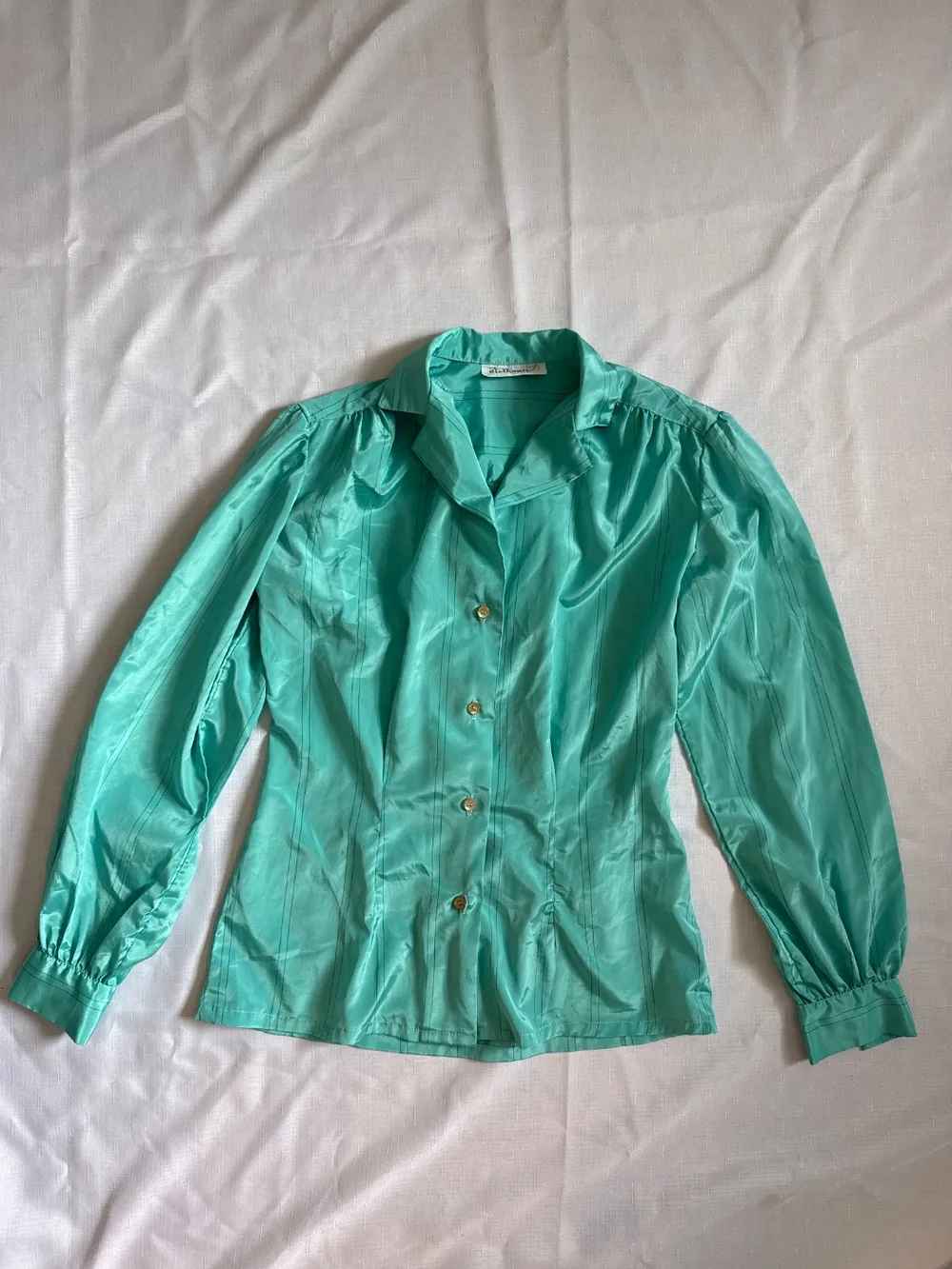 70s Turquoise Striped Blouse photo 1