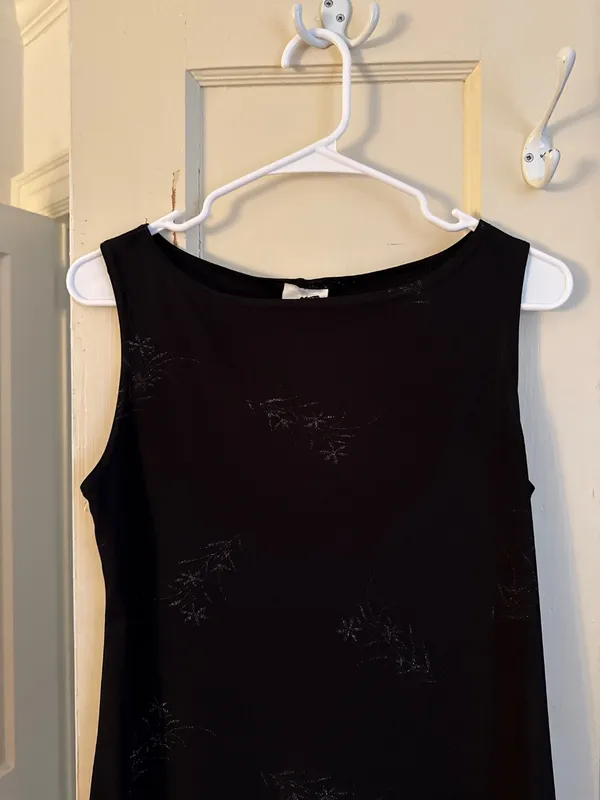 90s Short Black Sparkle Detail Dress