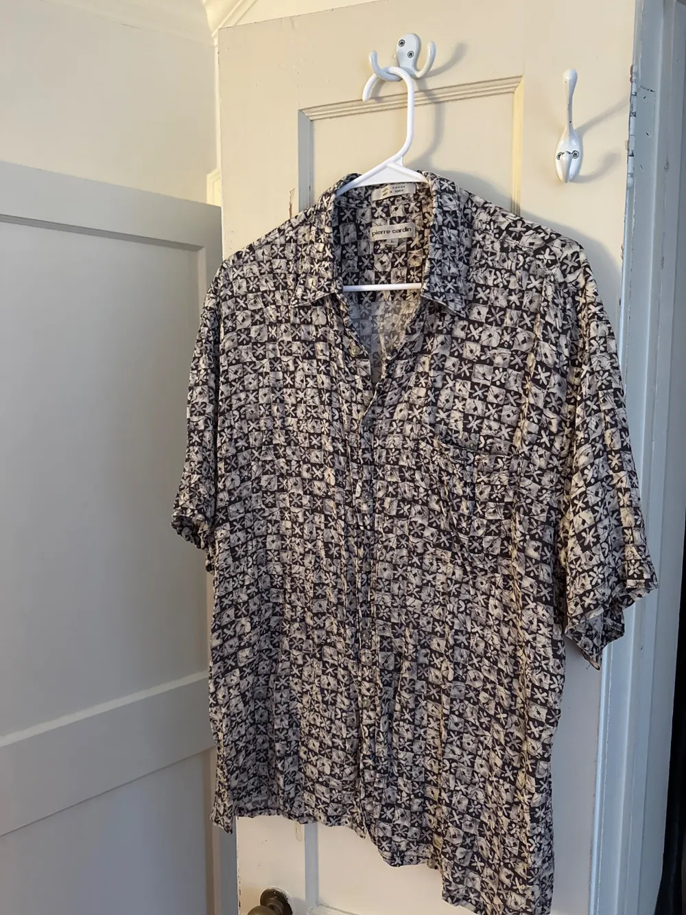 90s Brown Patterned Men's Short-Sleeve Button Down photo 1
