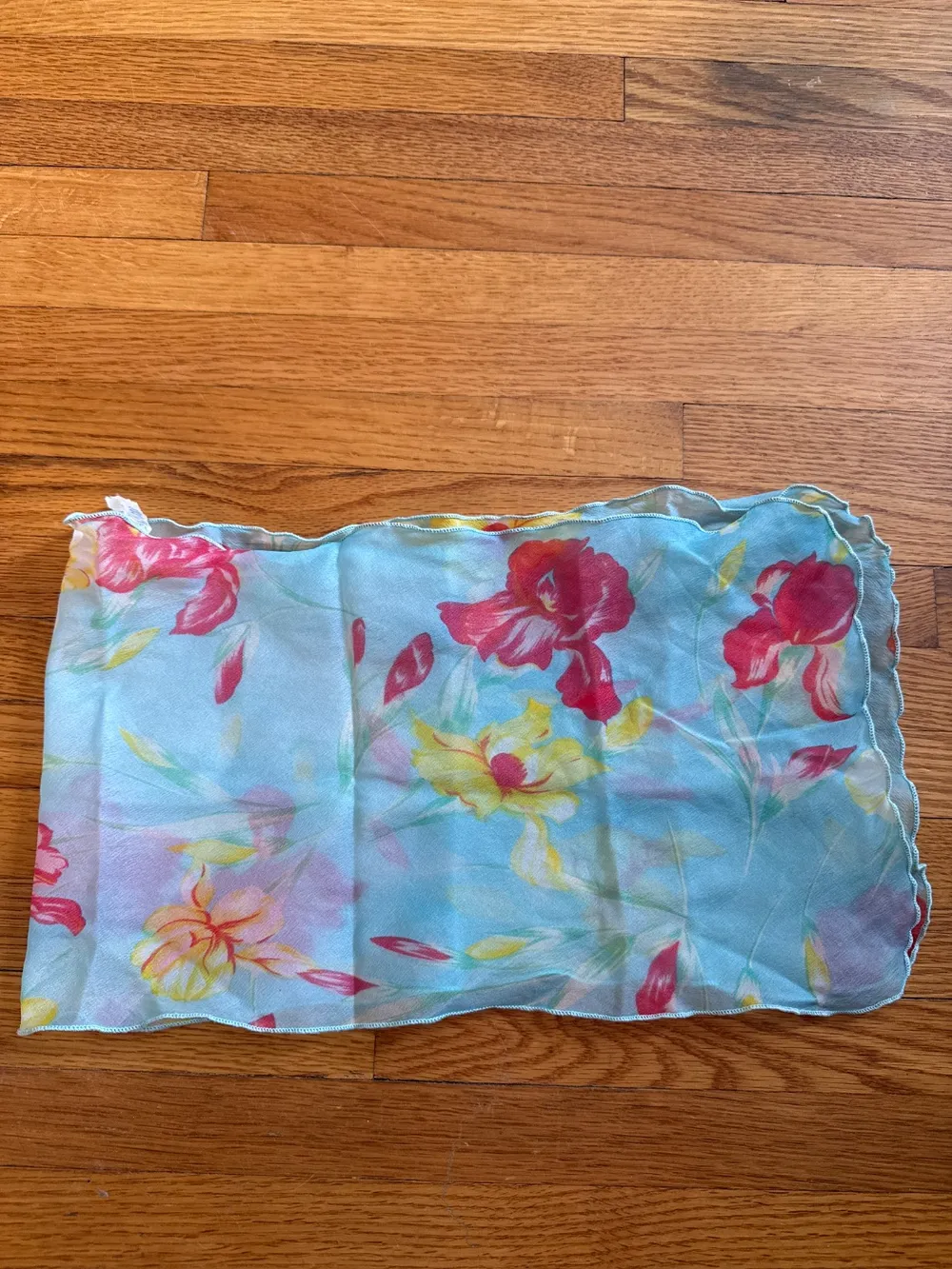 50s Blue Floral Accent Scarf photo 1