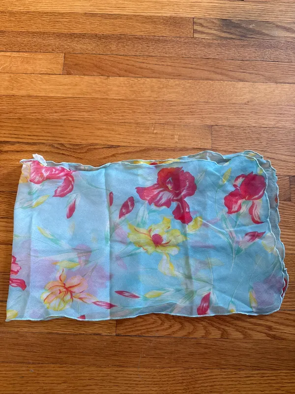 50s Blue Floral Accent Scarf