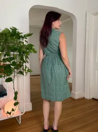50s Green Geometric Floral Print Midi Dress thumbnail 5