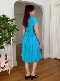 50s Blue Heart Button Dress thumbnail 4