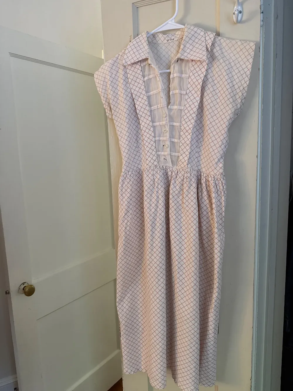 50s White & Red Diamond Pattern Dress photo 1