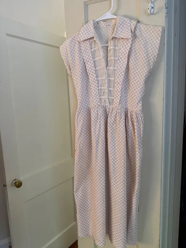 50s White & Red Diamond Pattern Dress