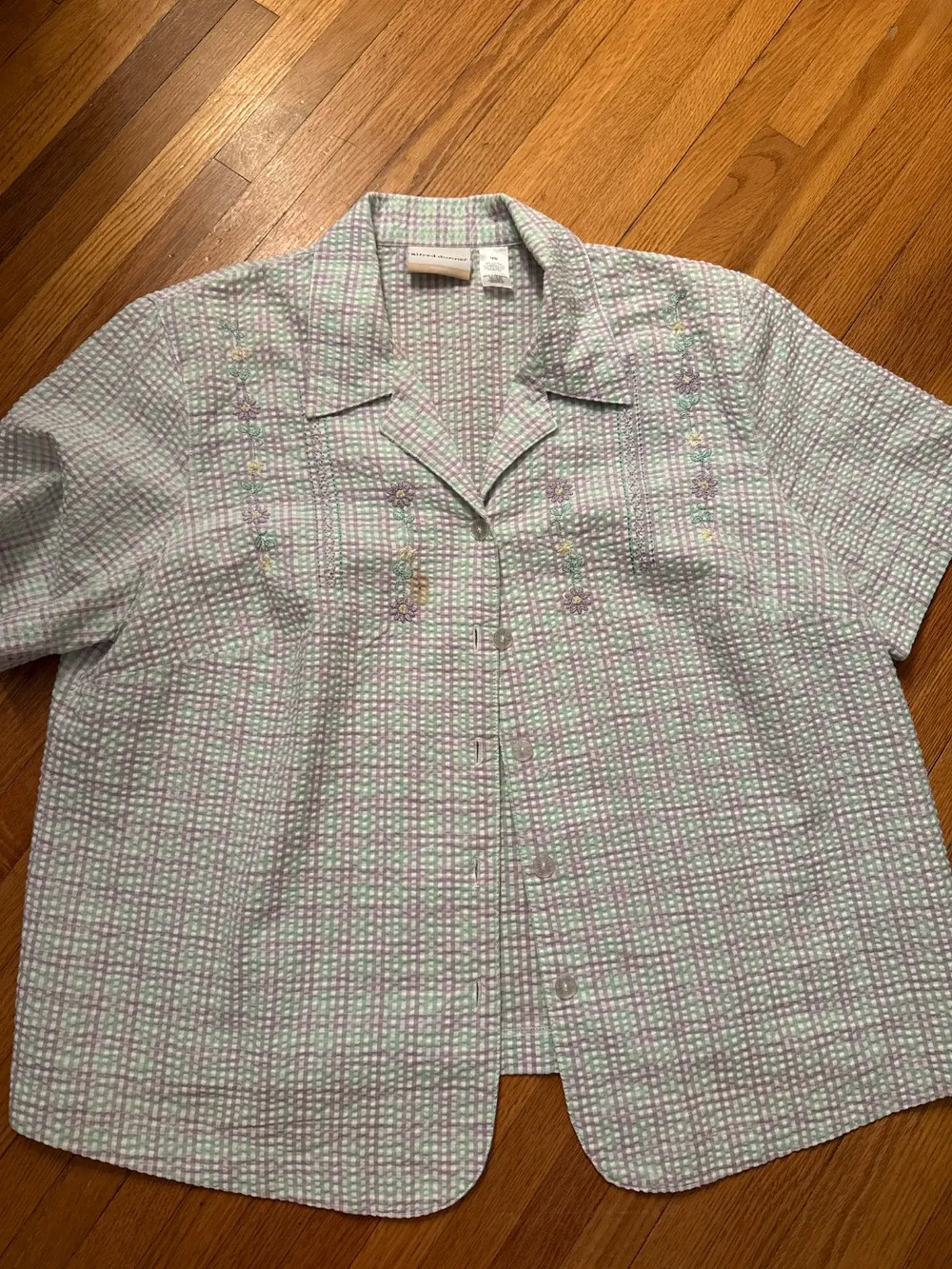 2000s Gingham Pastels Embroidered Top photo 1