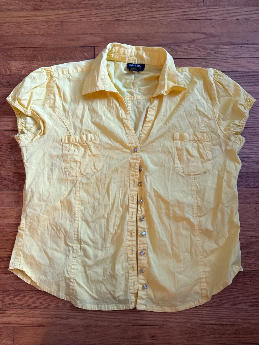 2000s Yellow Short-Sleeve Button-Down photo 1