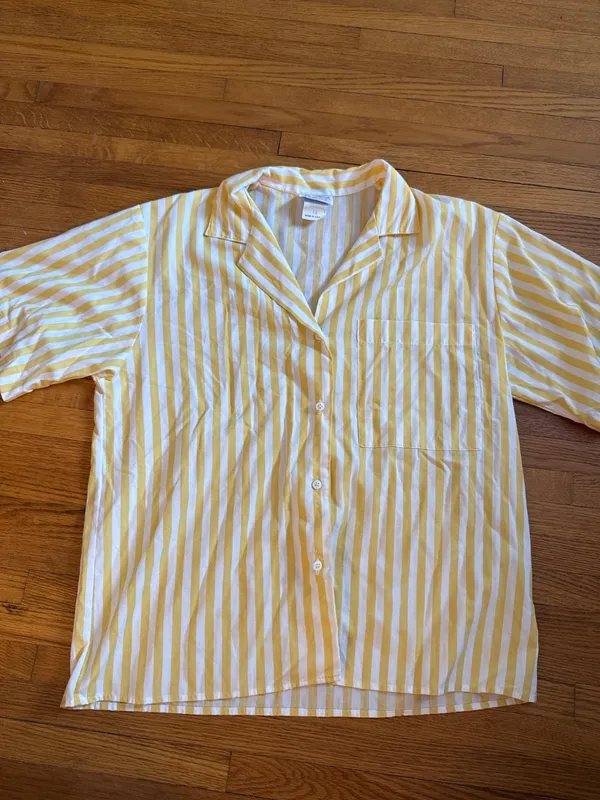 80s Yellow Striped Button-Down