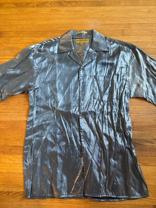 90s Metallic Silver Button-Down