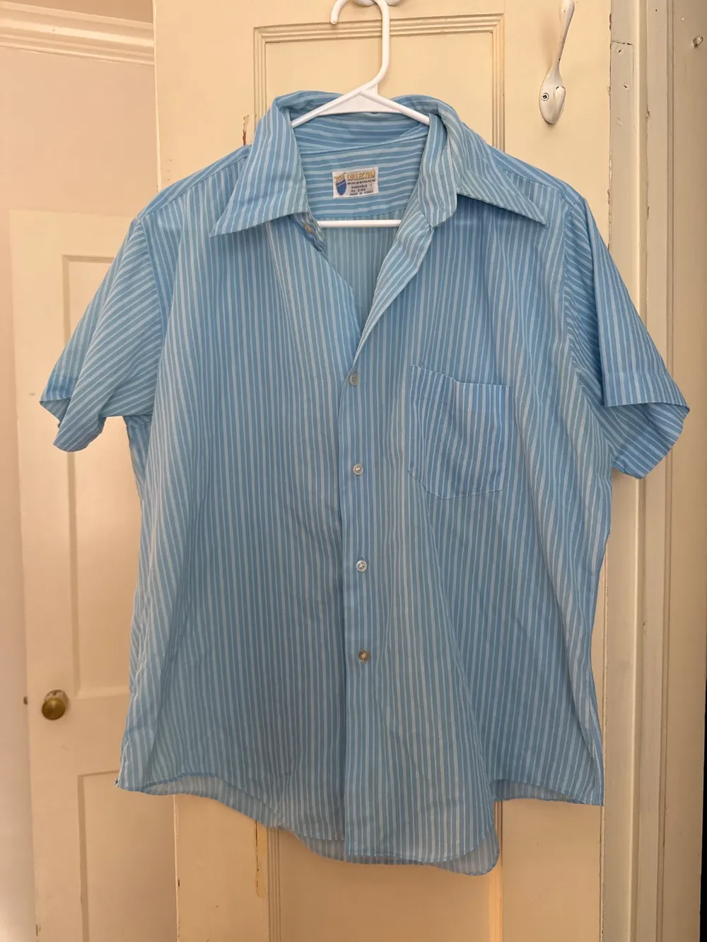 70s Blue & White Striped Button-Down photo 1
