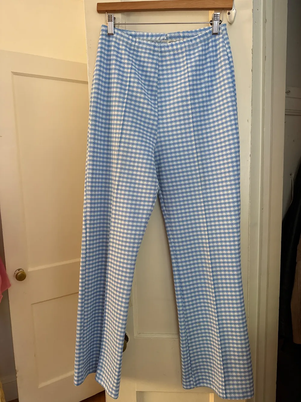 70s Blue & White Herringbone Pants photo 1
