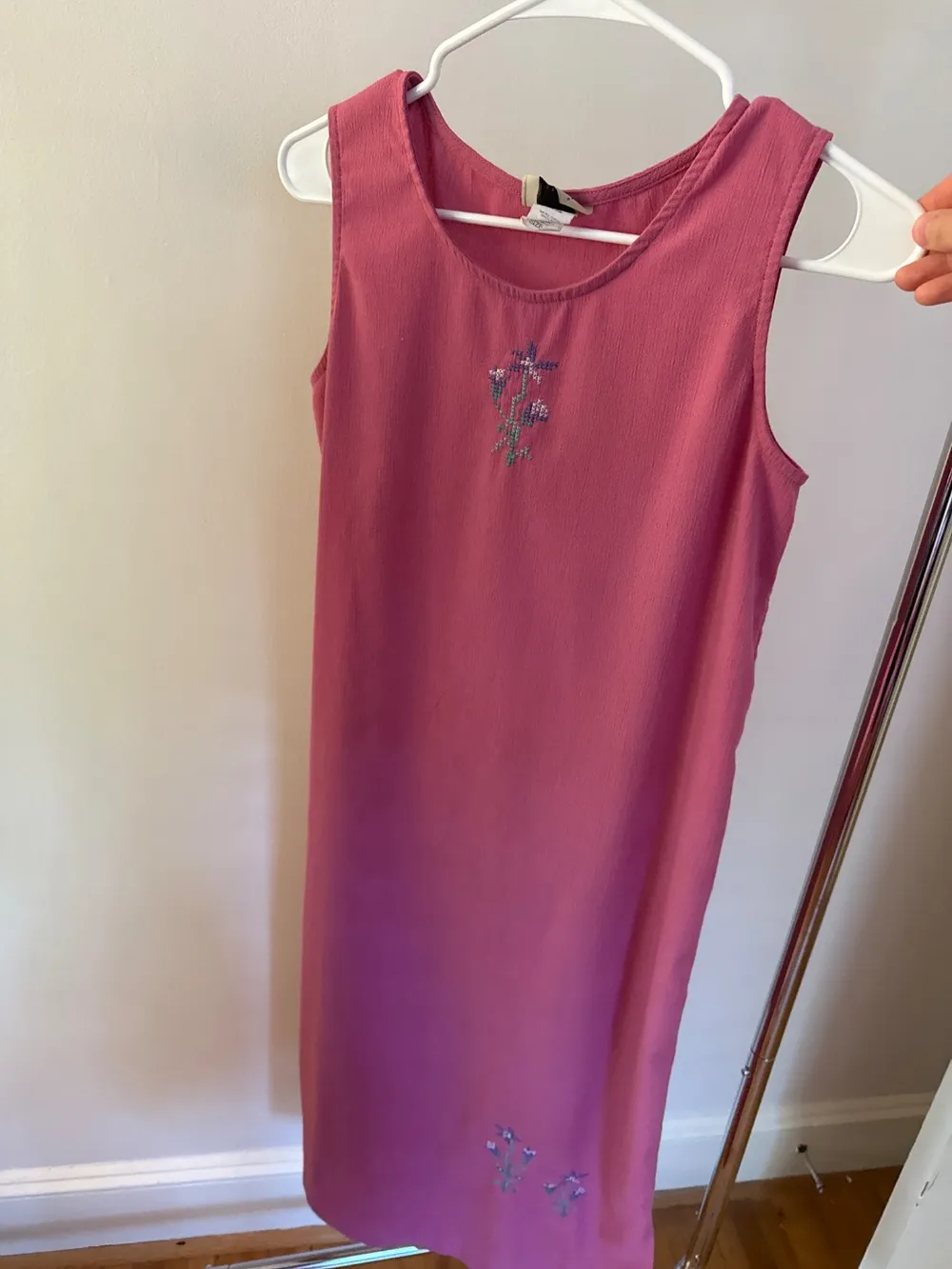90s Pink Cross-Stitch Flower Dress photo 1