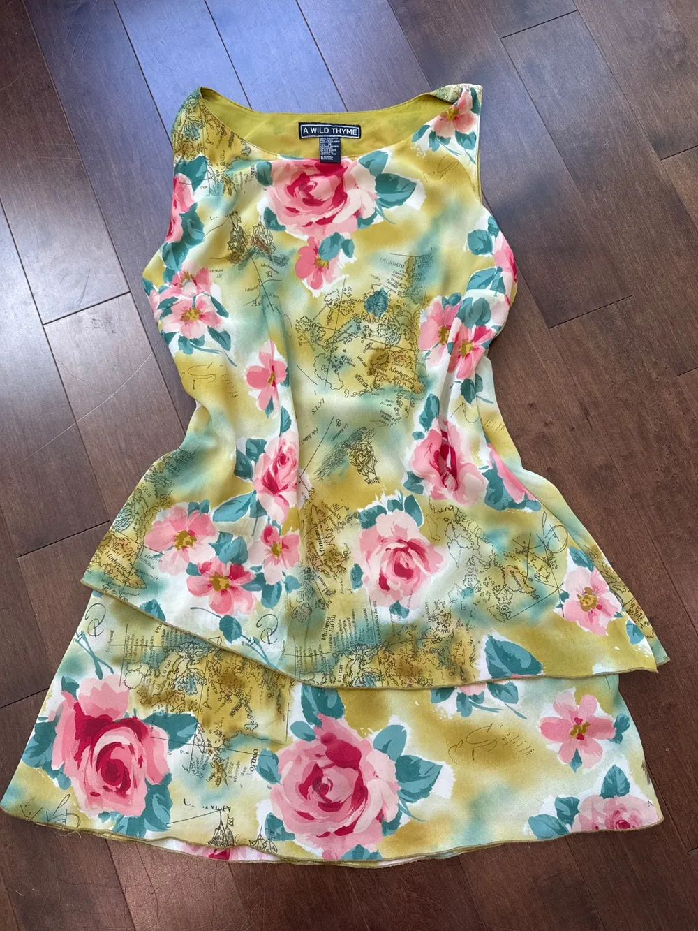 2000s Map & Flower Print Dress photo 1