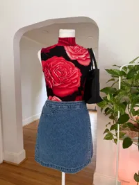 90s Pink & Black Rose Sleeveless Top thumbnail 2