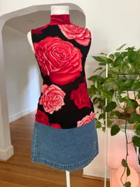 90s Pink & Black Rose Sleeveless Top thumbnail 3