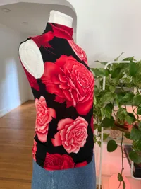 90s Pink & Black Rose Sleeveless Top thumbnail 5