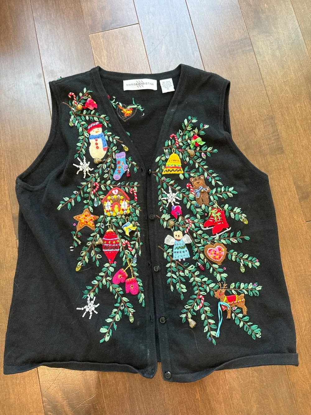 2000s Black Christmas Ornament Vest photo 1
