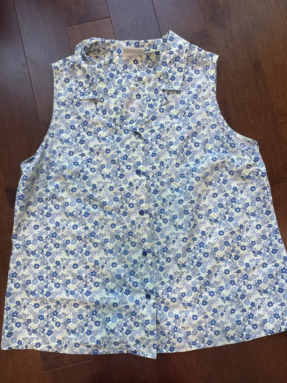 2000s Blue & Green Floral Print Top photo 1
