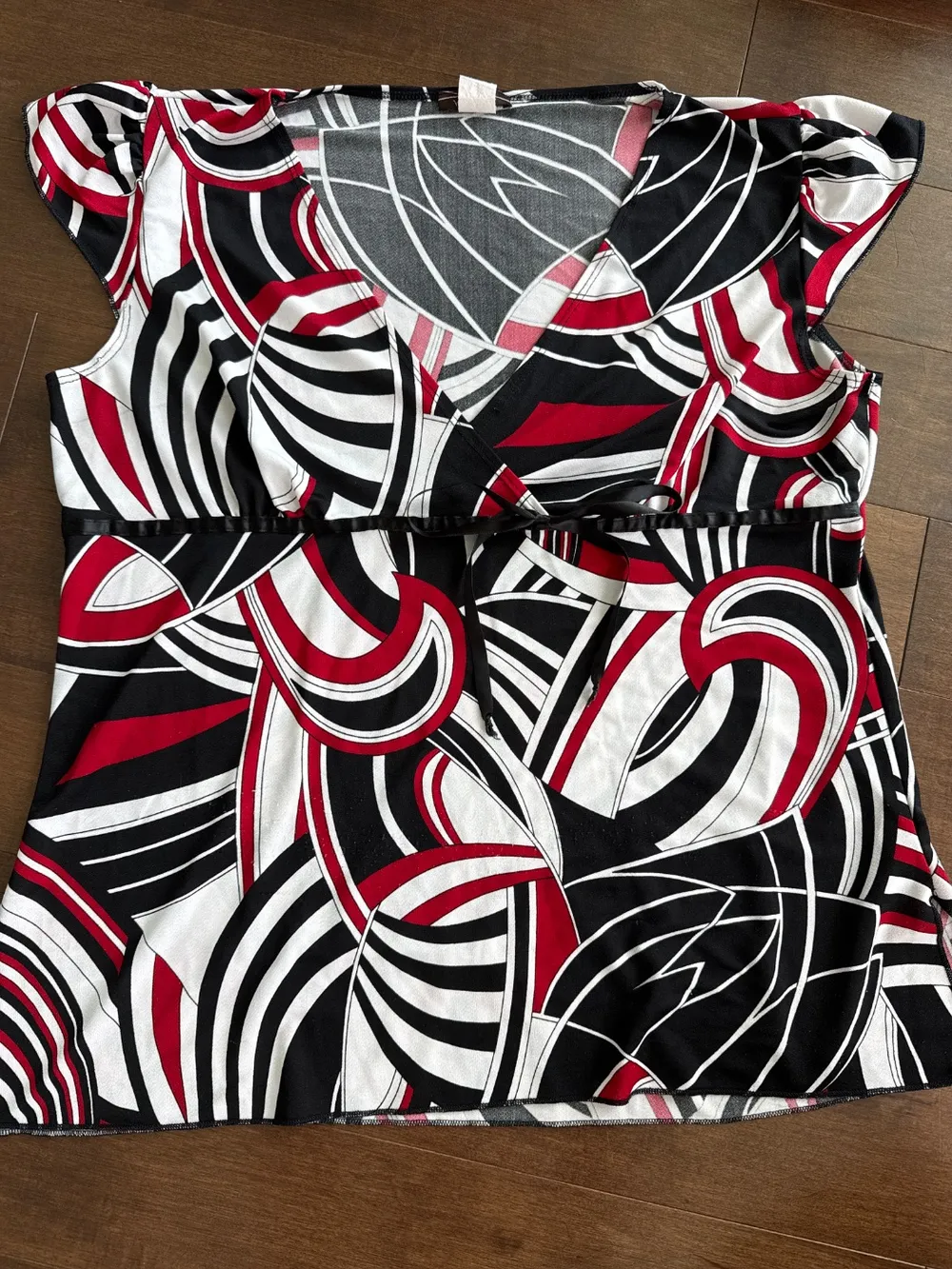 Y2K Red, White & Black Top with Bow photo 1