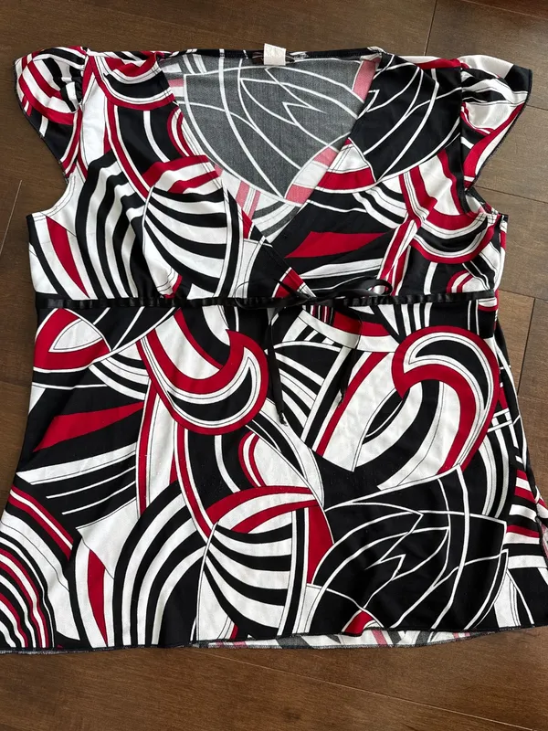 Y2K Red, White & Black Top with Bow