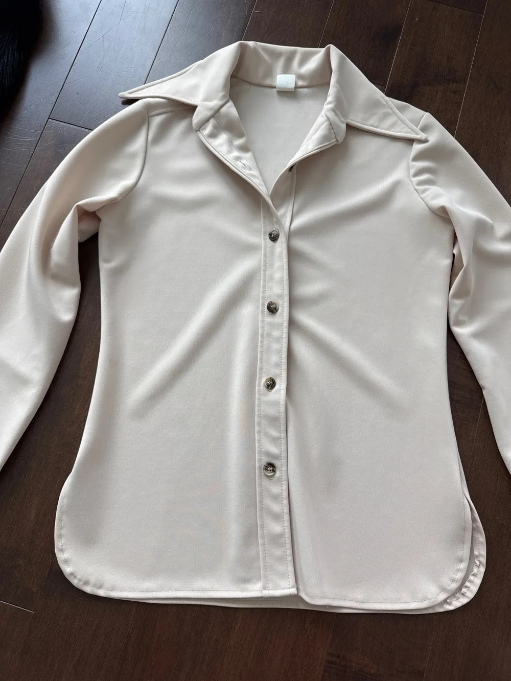 70s Cream Polyester Button-Down photo 1