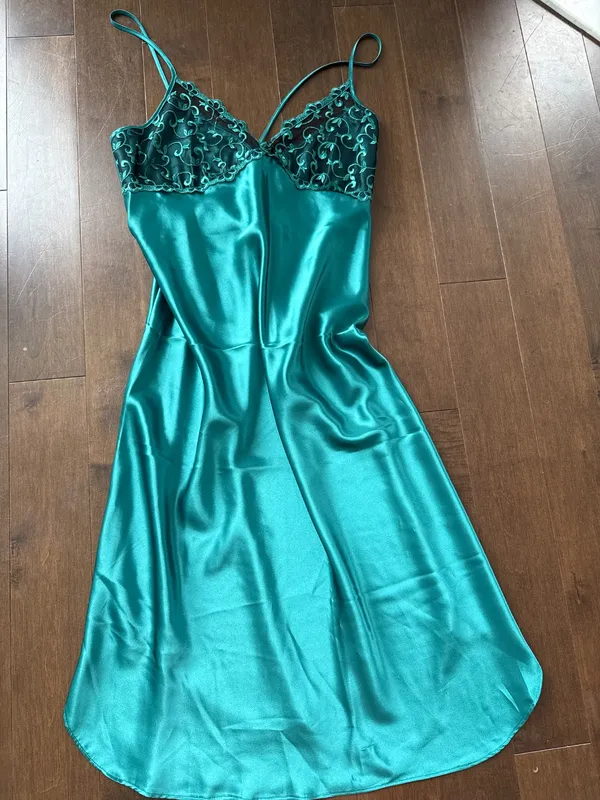 80s Emerald Green Slip Dress