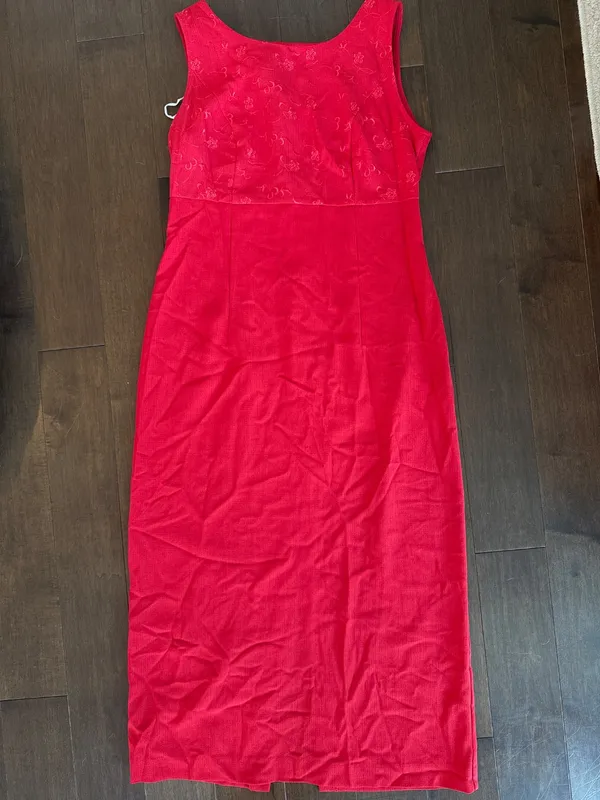 90s Red Long Sag Harbor Dress