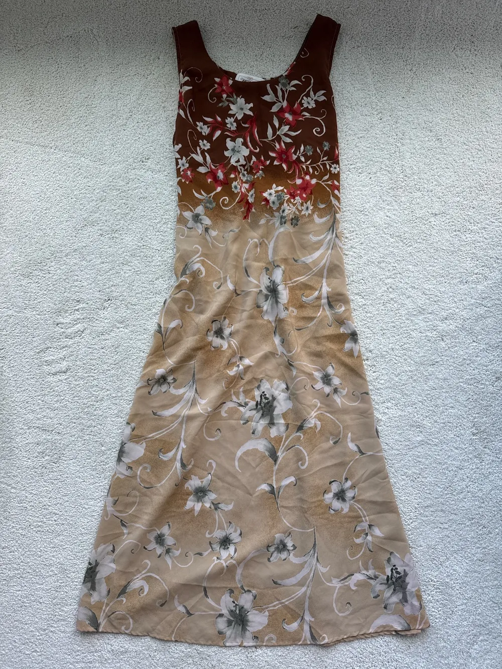 90s Brown Ombré Floral Dress photo 1