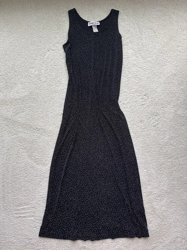 90s Black Stretchy Ronni Nicole Confetti Dress