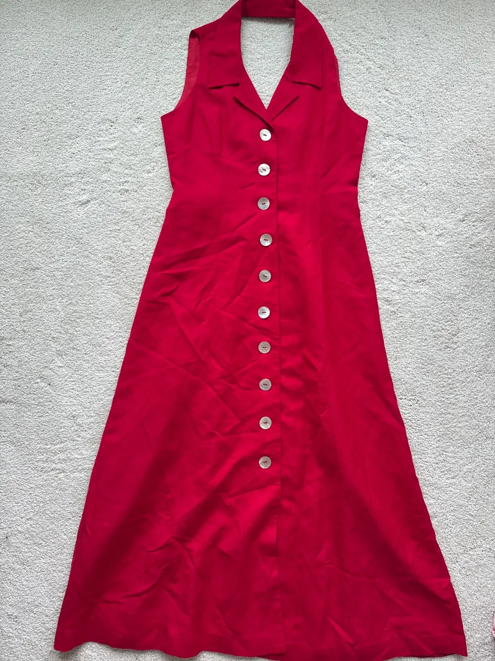 Y2K Red Button-Down Halter Dress photo 1