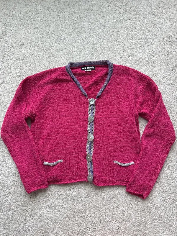 90s Hot Pink Art Tea her Knit Cardigan