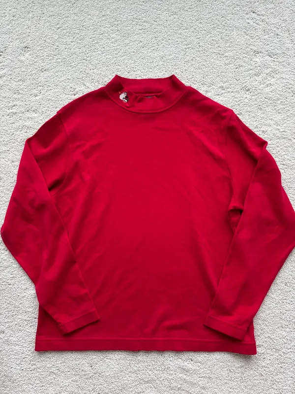 2000s Red Snowman Mock-Neck Top