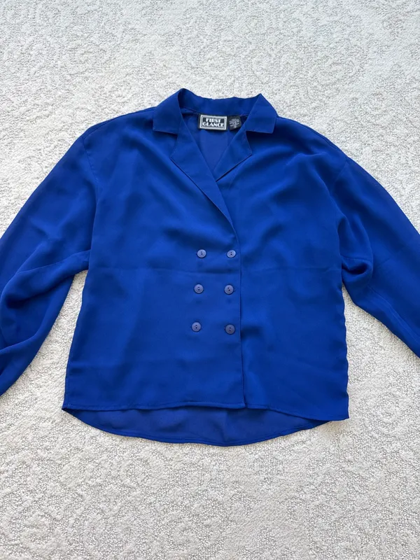 90s Blue Button-Down Blouse