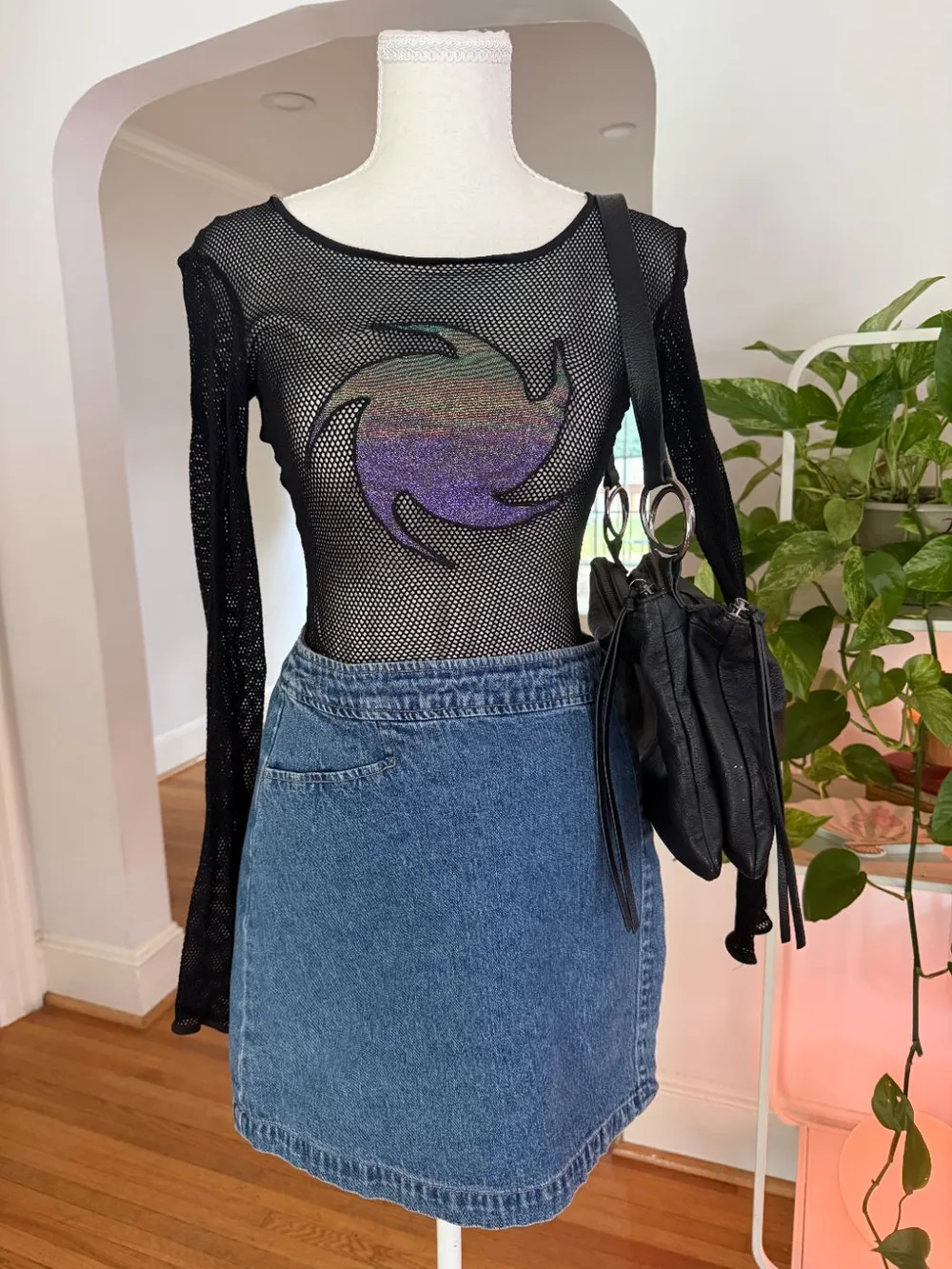 Y2K Black Net Top photo 1
