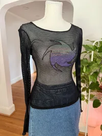 Y2K Black Net Top thumbnail 3