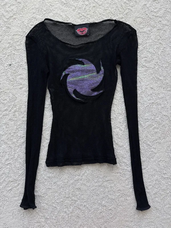 Y2K Black Net Top