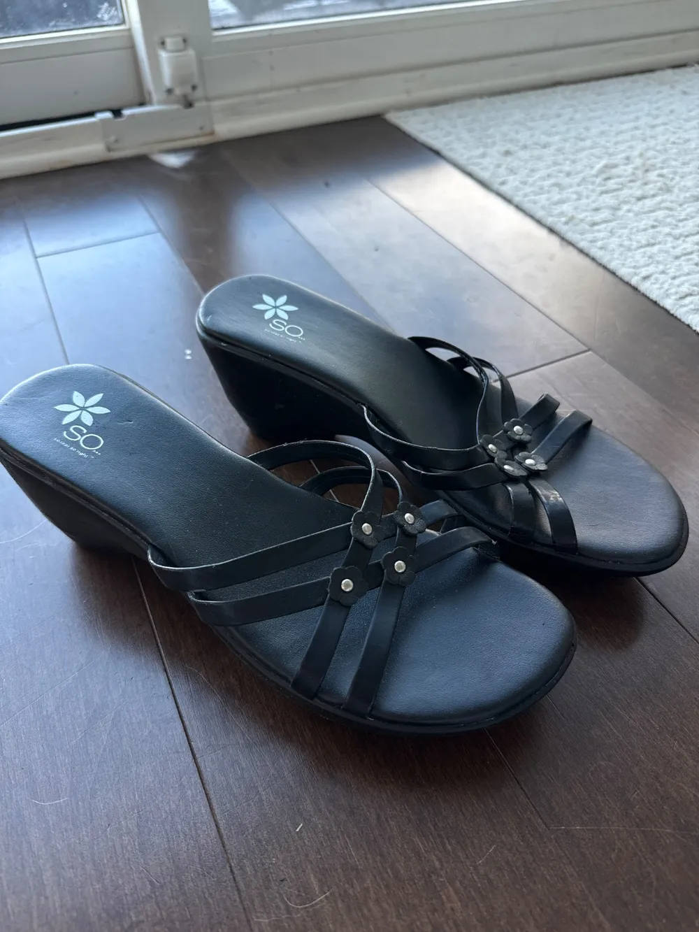 2000s Black Flower Wedges photo 1