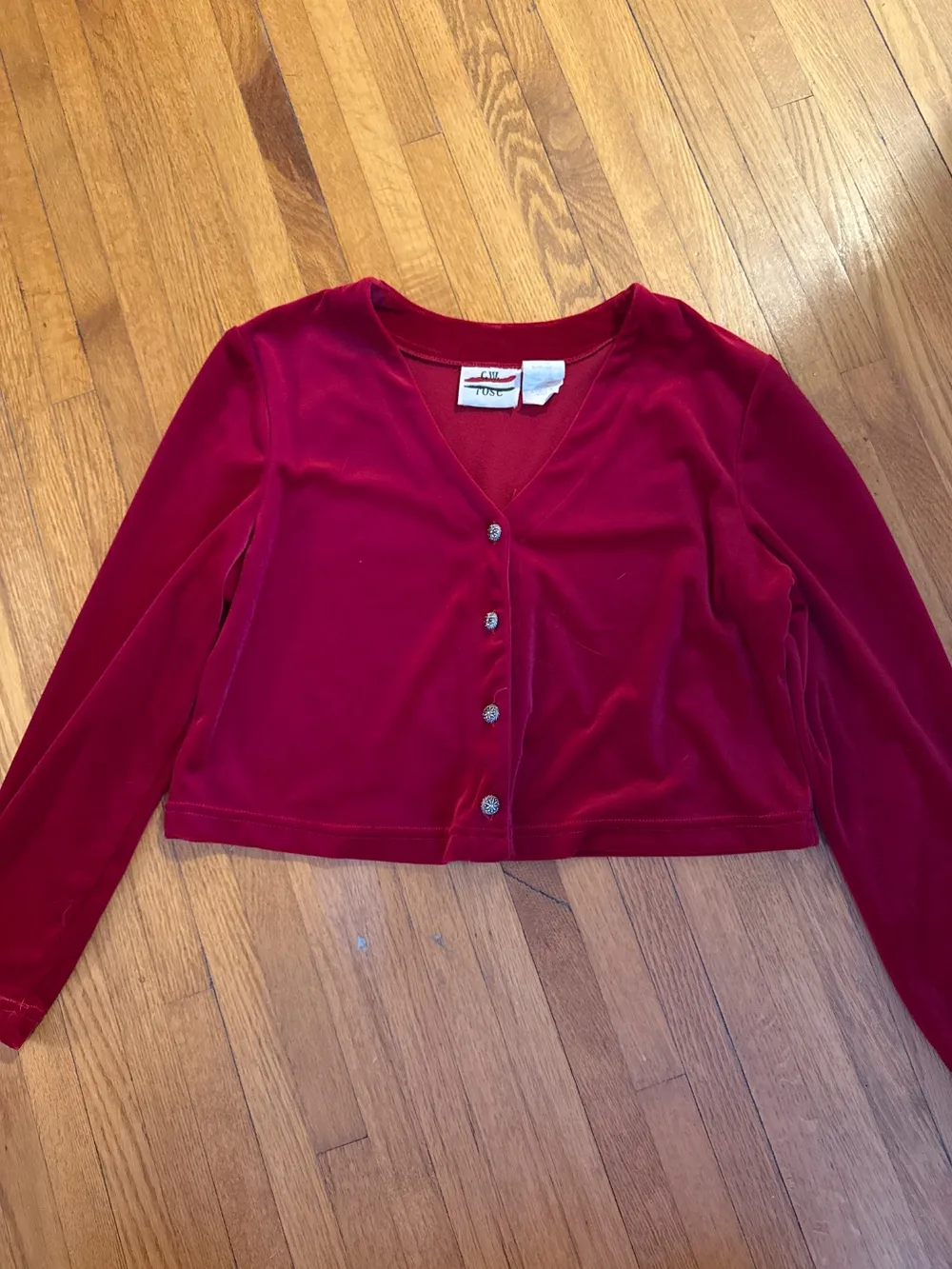 80s/90s Red Velvet Cardigan photo 1