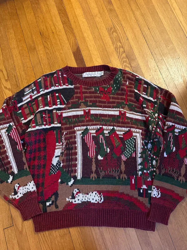 90s Christmas Fireplace Sweater