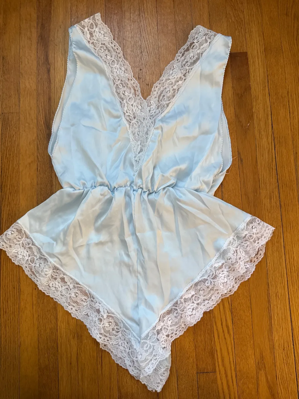 80s Baby Blue Lace Romper photo 1