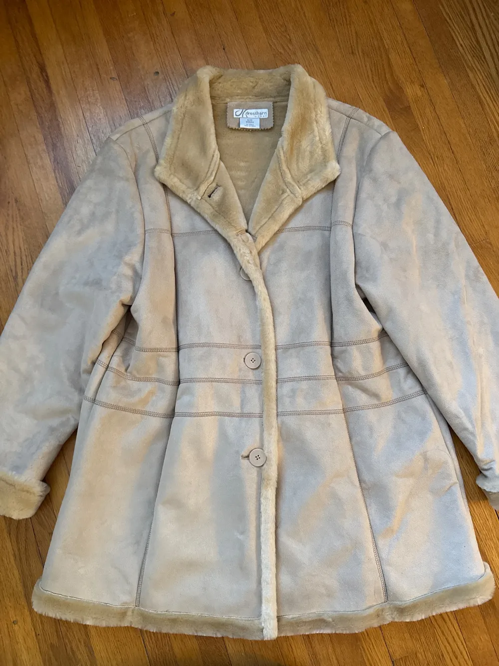 90s Tan Faux Suede & Fur Coat photo 1