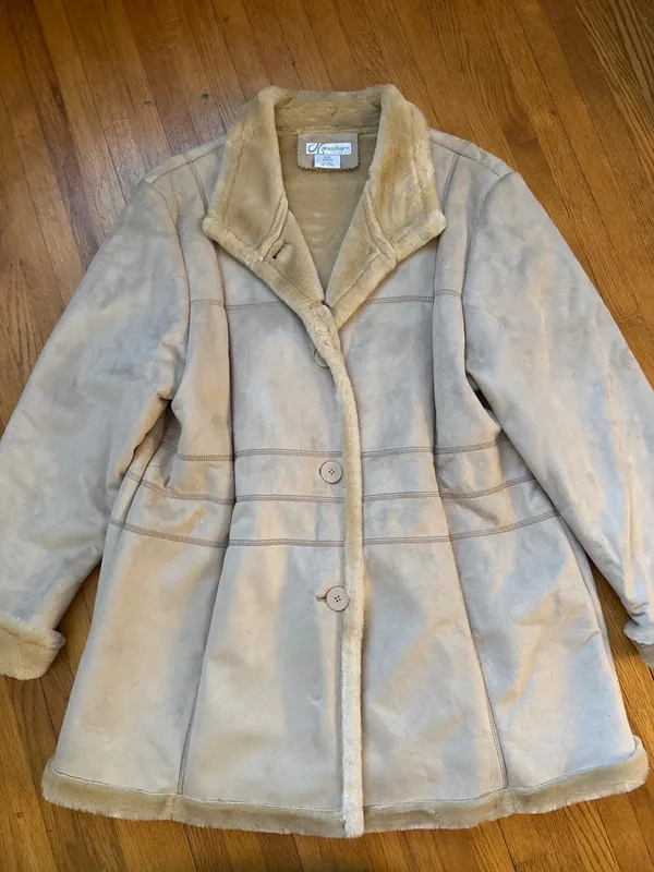 90s Tan Faux Suede & Fur Coat