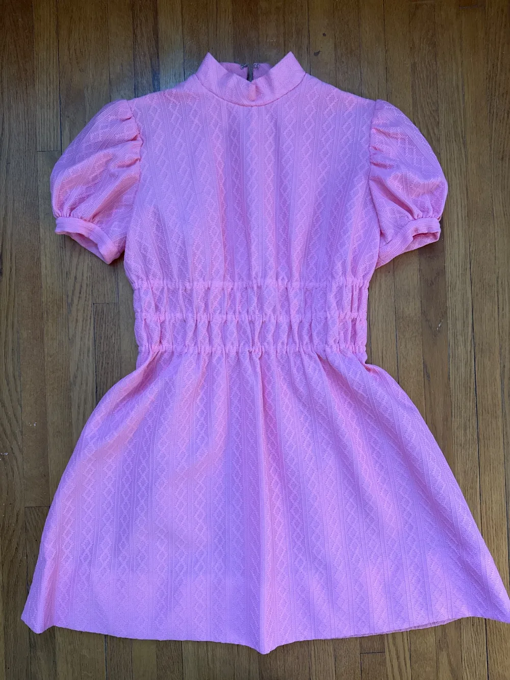 70s Bubble Gum Pink Smocked Dress photo 1