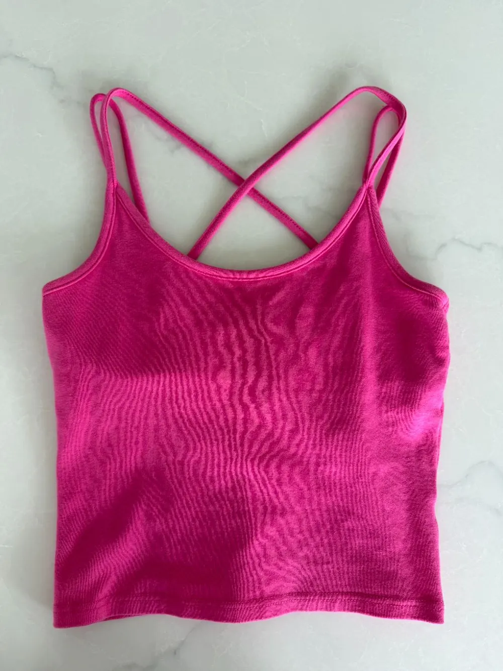 90s Criss-Cross Hot Pink Tank Top with Built-in Bra photo 1