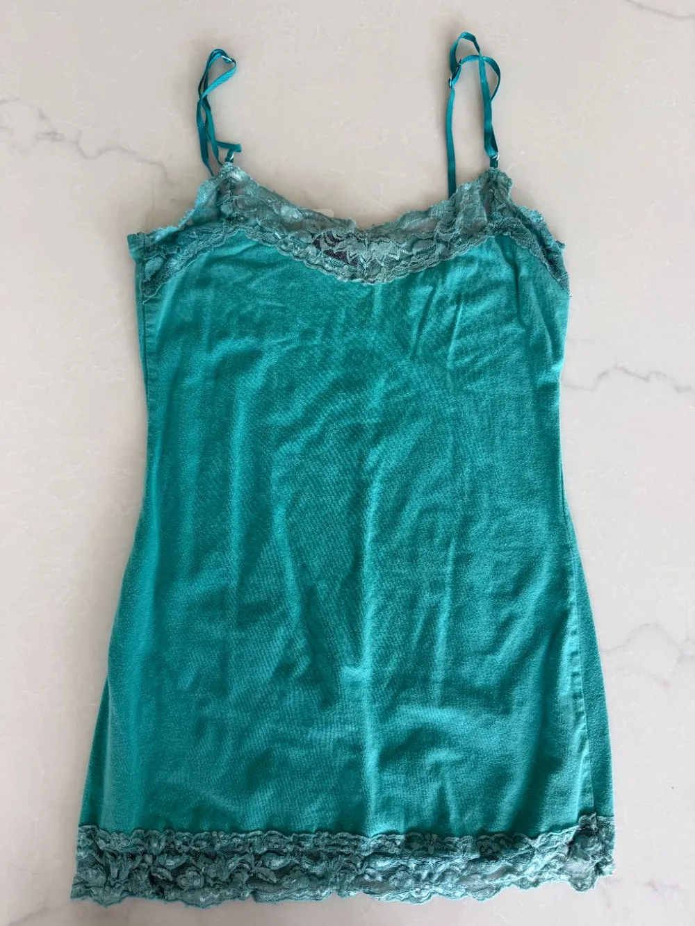2000s Teal Lace-Trimmed Cami photo 1
